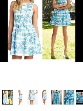 Lilly Pulitzer Sandrine Dress Shorely Blue Tossing the Line Size 14 $188